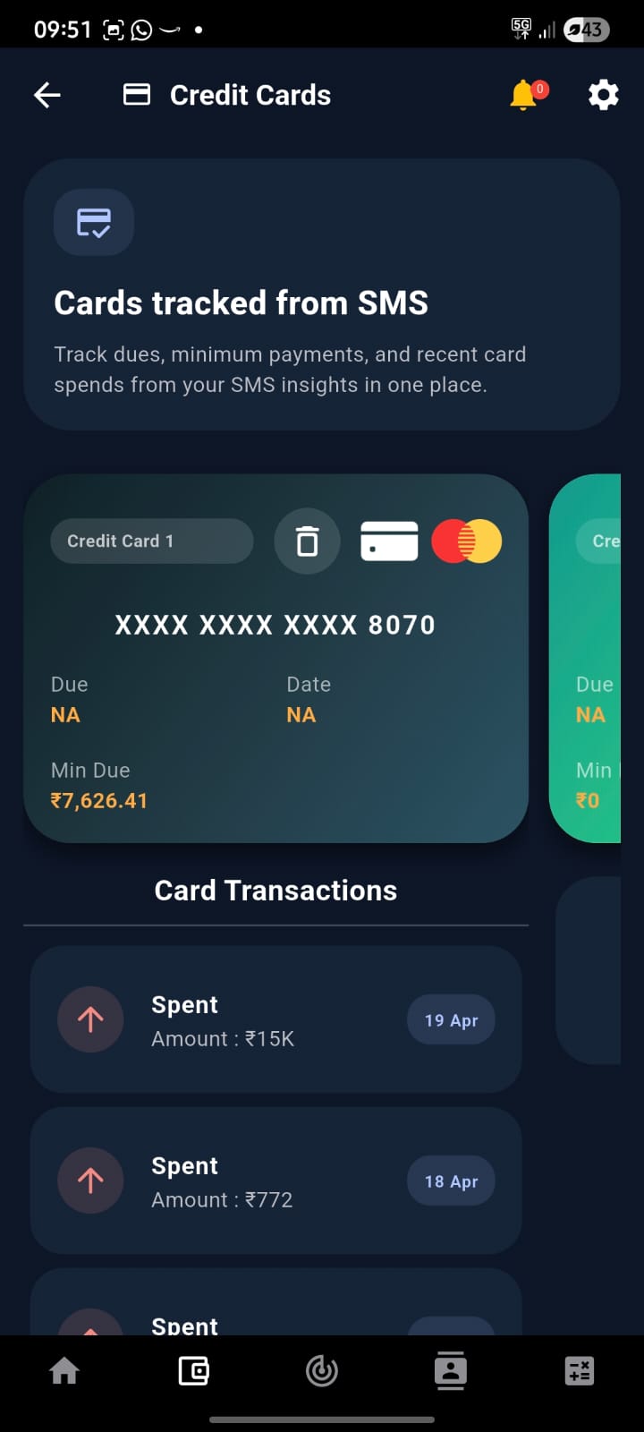 Credit card tracking