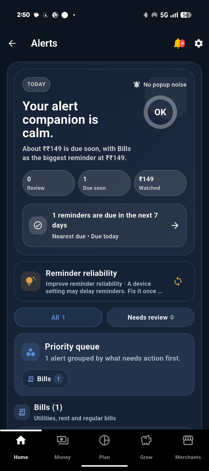 FiscusFlow dark alerts companion page