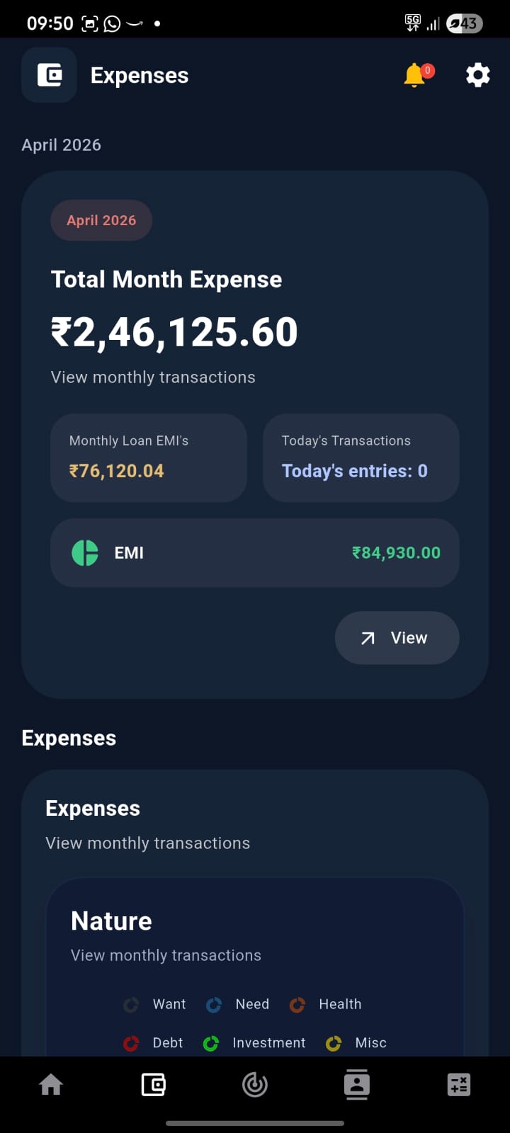 Expense dashboard